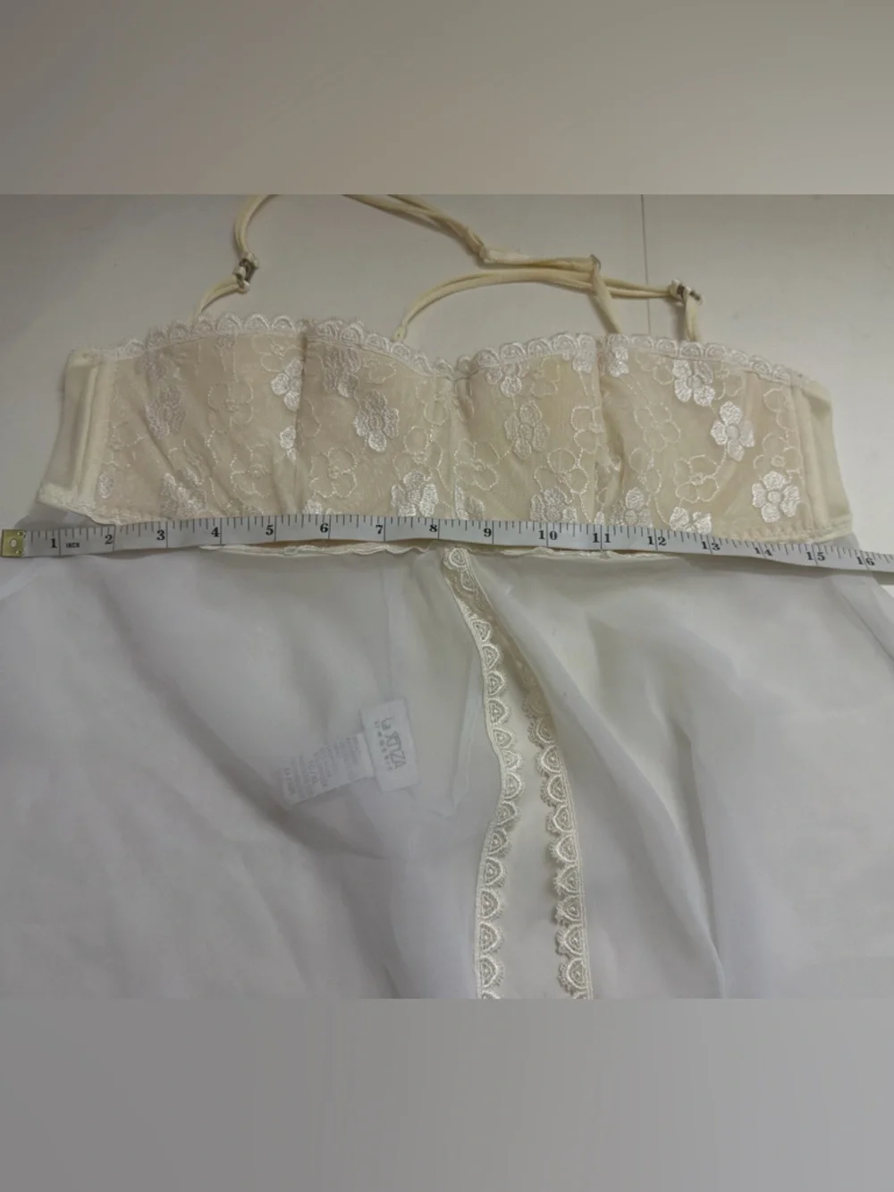 Vintage La SENZA - Y2K Sheer Lace Babydoll Slip - Picture 5 of 7